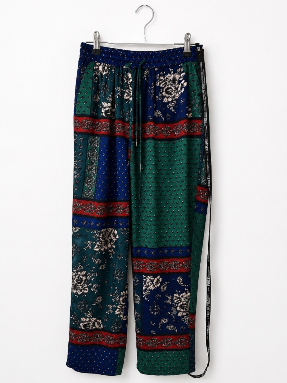 PrettyLittleThing Patchwork Boho Jogger Pants Women's Floral Paisley Drawstring